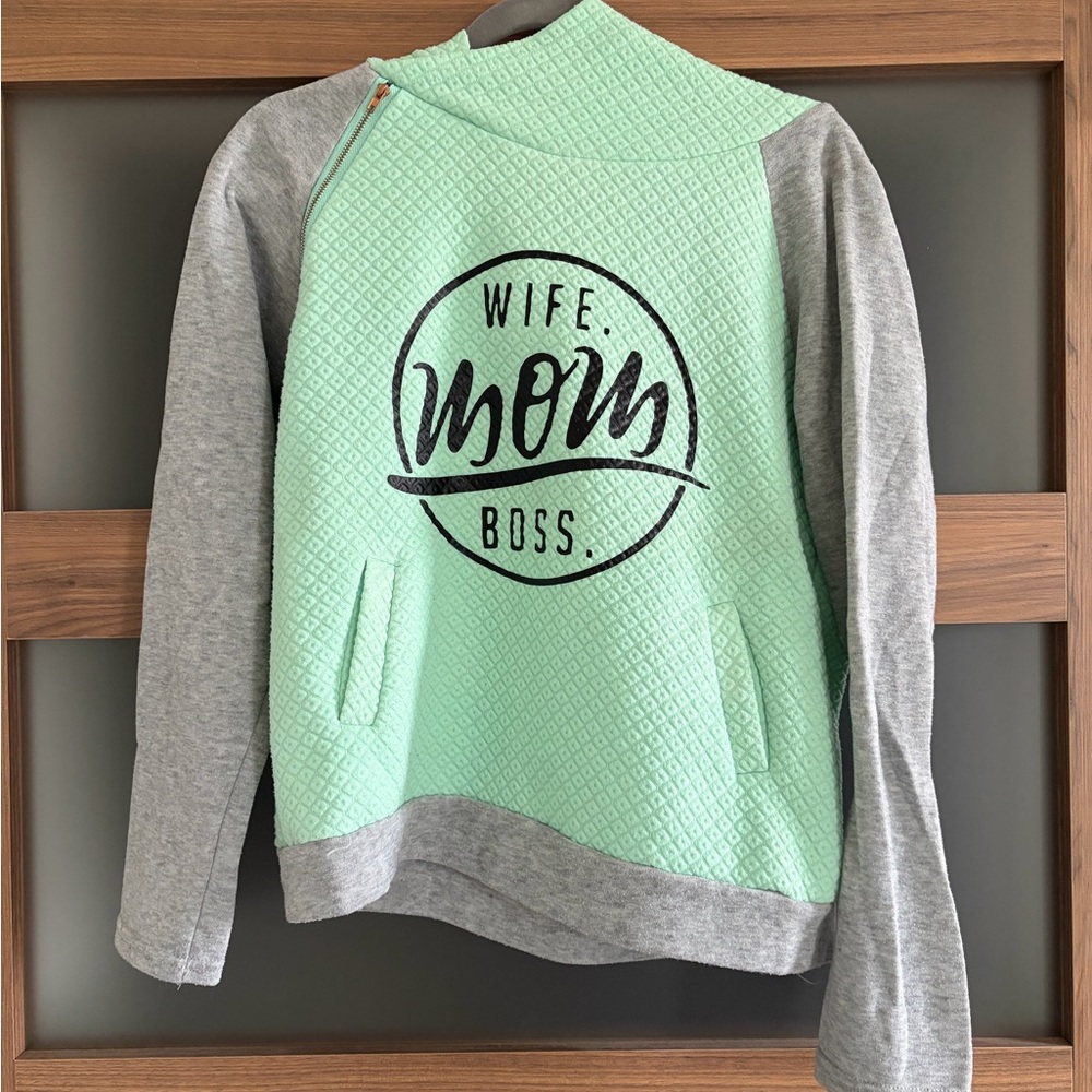Mint and Gray Graphic Sweatshirt